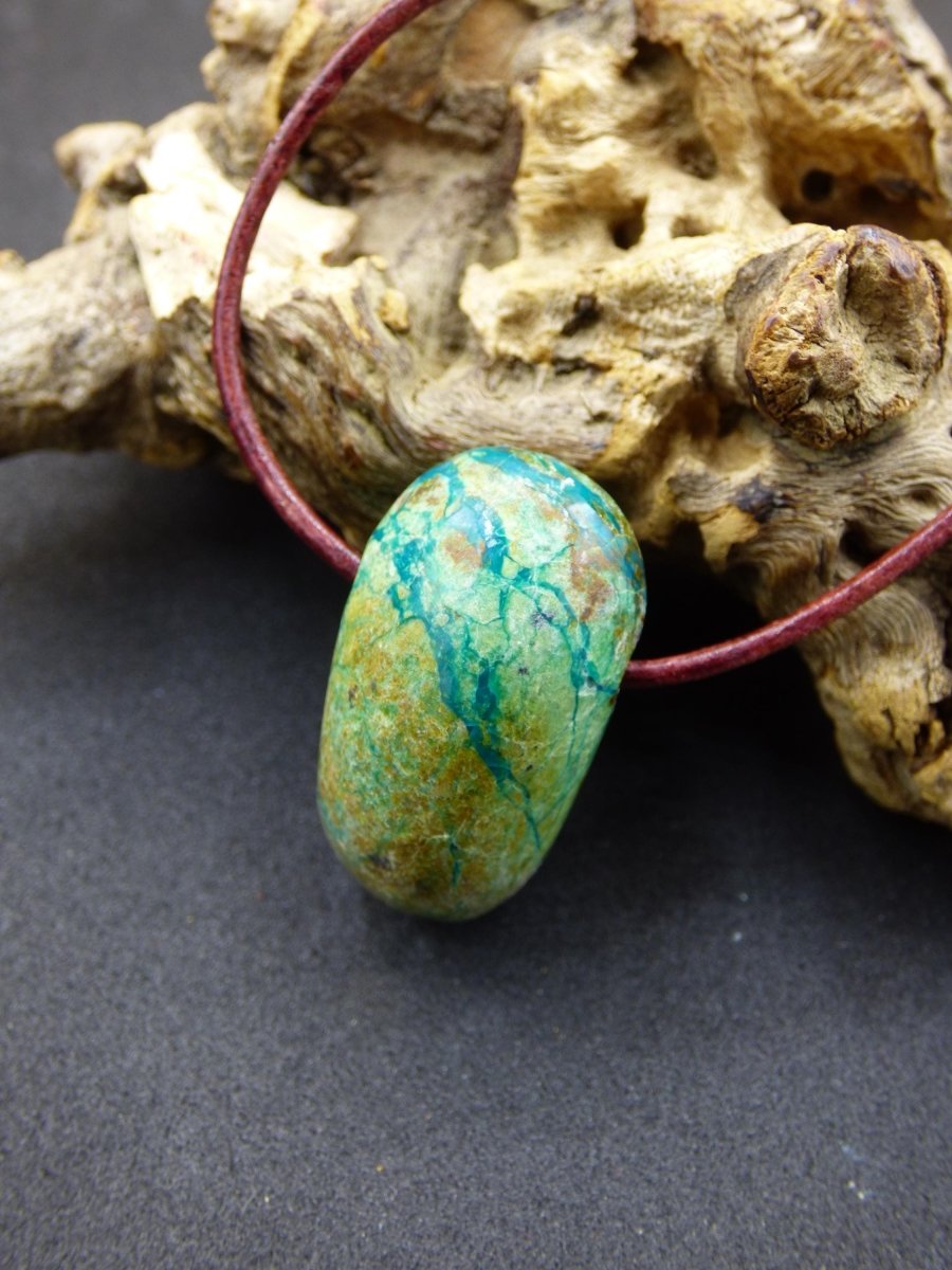 Chrysocoll Chrysokoll Chrysocolla Edelstein Kette blau Natur HIPPIE GOA Boho Ethno Heilstein Kristalle Schmuck Anhänger Mann Frau Geschenk - Art of Nature Berlin