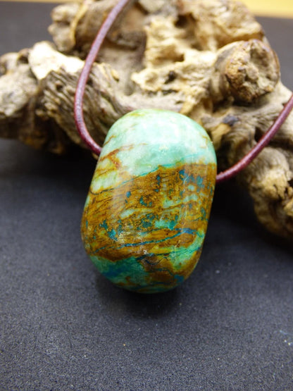 Chrysocoll Chrysokoll Chrysocolla Edelstein Kette blau Natur HIPPIE GOA Boho Ethno Heilstein Kristalle Schmuck Anhänger Mann Frau Geschenk - Art of Nature Berlin