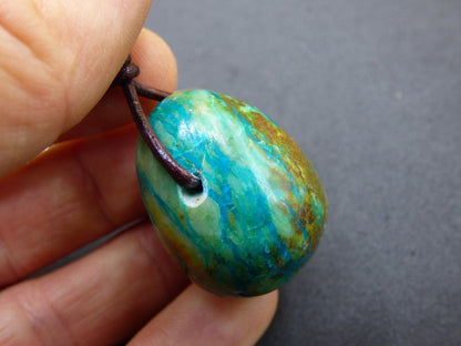 Chrysocoll Chrysokoll Chrysocolla Edelstein Kette blau Natur HIPPIE GOA Boho Ethno Heilstein Kristalle Schmuck Anhänger Mann Frau Geschenk - Art of Nature Berlin