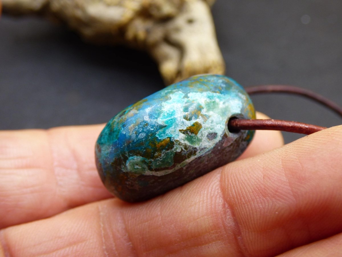 Chrysocoll Chrysokoll Chrysocolla Edelstein Kette blau Natur HIPPIE GOA Boho Ethno Heilstein Kristalle Schmuck Anhänger Mann Frau Geschenk - Art of Nature Berlin