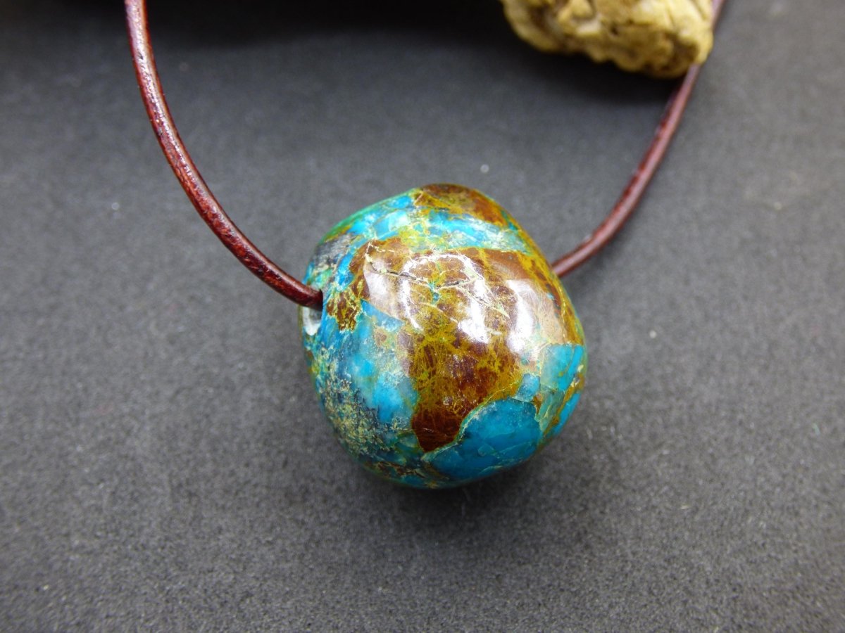 Chrysocoll Chrysokoll Chrysocolla Edelstein Kette blau Natur HIPPIE GOA Boho Ethno Heilstein Kristalle Schmuck Anhänger Mann Frau Geschenk - Art of Nature Berlin