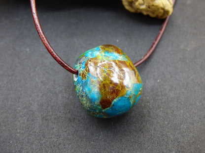 Chrysocoll Chrysokoll Chrysocolla Edelstein Kette blau Natur HIPPIE GOA Boho Ethno Heilstein Kristalle Schmuck Anhänger Mann Frau Geschenk - Art of Nature Berlin