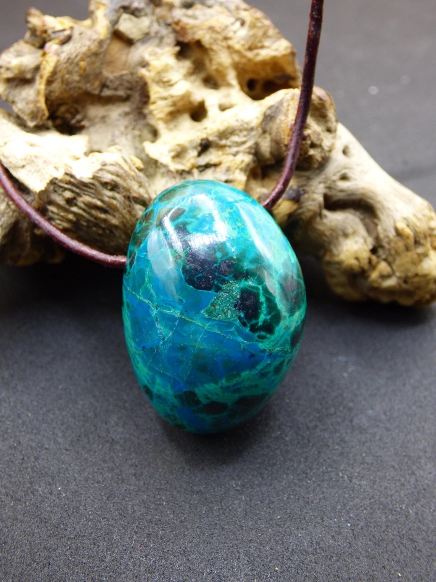 Chrysocoll Chrysokoll Chrysocolla Edelstein Kette blau Natur HIPPIE GOA Boho Ethno Heilstein Kristalle Schmuck Anhänger Mann Frau Geschenk - Art of Nature Berlin