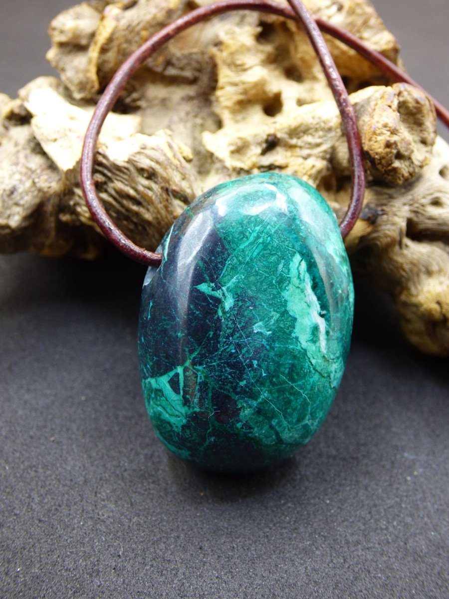 Chrysocoll Chrysokoll Chrysocolla Edelstein Kette blau Natur HIPPIE GOA Boho Ethno Heilstein Kristalle Schmuck Anhänger Mann Frau Geschenk - Art of Nature Berlin