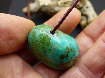Chrysocoll Chrysokoll Chrysocolla Edelstein Kette blau Natur HIPPIE GOA Boho Ethno Heilstein Kristalle Schmuck Anhänger Mann Frau Geschenk - Art of Nature Berlin