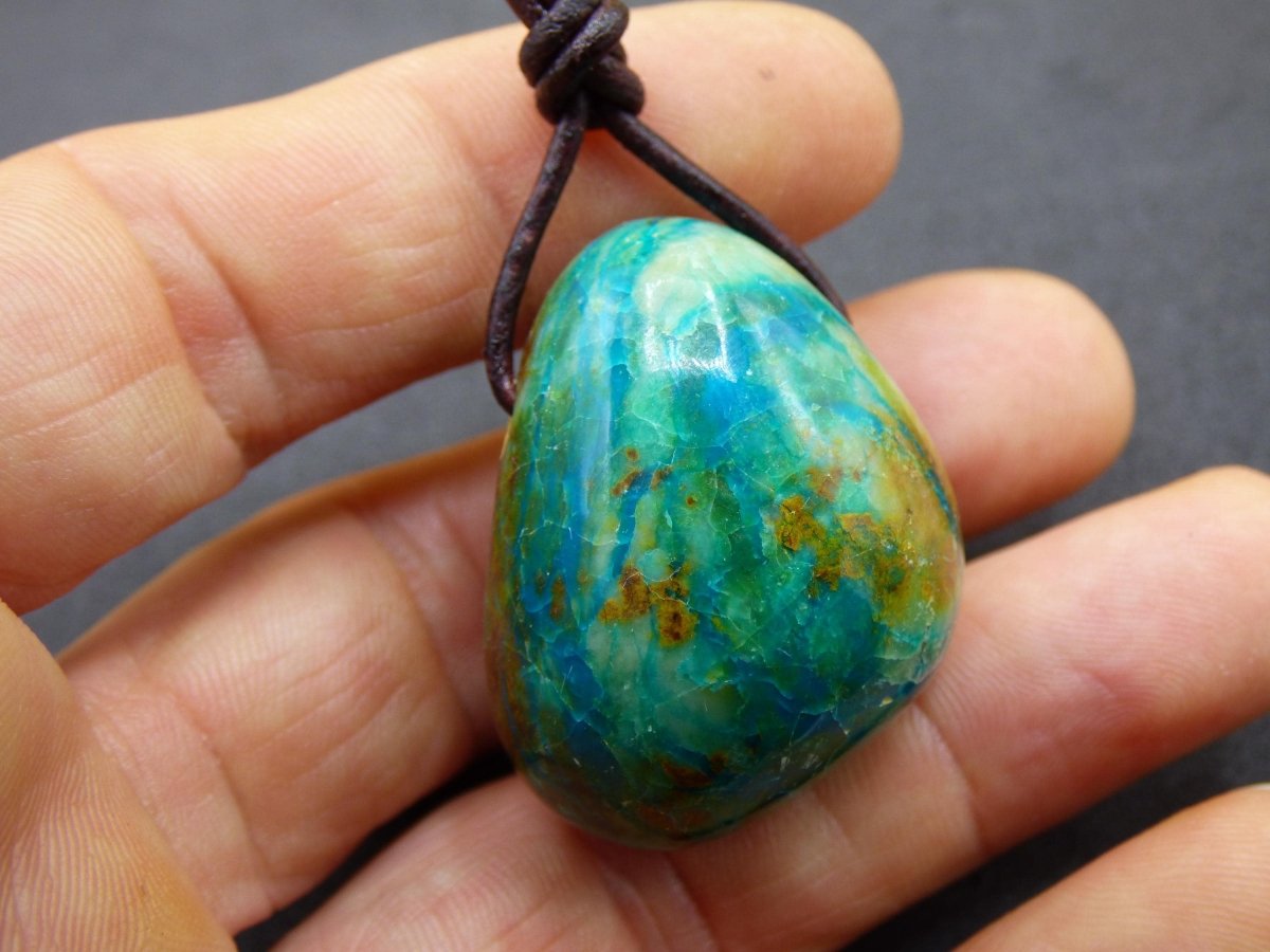 Chrysocoll Chrysokoll Chrysocolla Edelstein Kette blau Natur HIPPIE GOA Boho Ethno Heilstein Kristalle Schmuck Anhänger Mann Frau Geschenk - Art of Nature Berlin