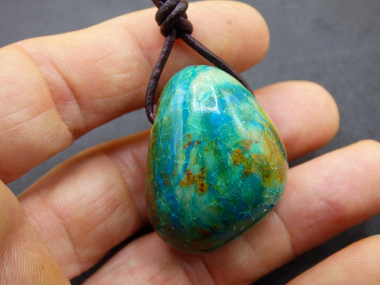 Chrysocoll Chrysokoll Chrysocolla Edelstein Kette blau Natur HIPPIE GOA Boho Ethno Heilstein Kristalle Schmuck Anhänger Mann Frau Geschenk - Art of Nature Berlin