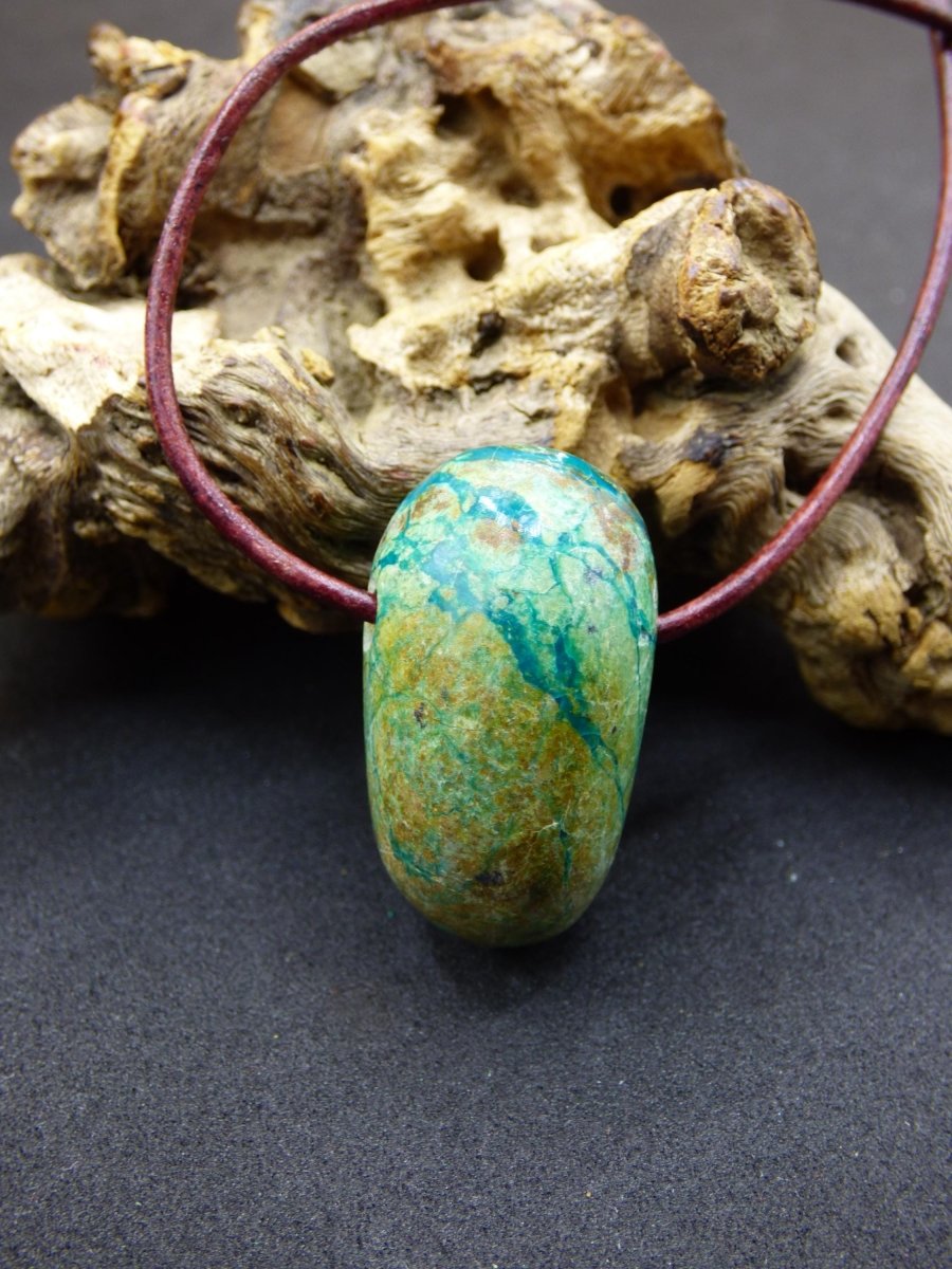Chrysocoll Chrysokoll Chrysocolla Edelstein Kette blau Natur HIPPIE GOA Boho Ethno Heilstein Kristalle Schmuck Anhänger Mann Frau Geschenk - Art of Nature Berlin
