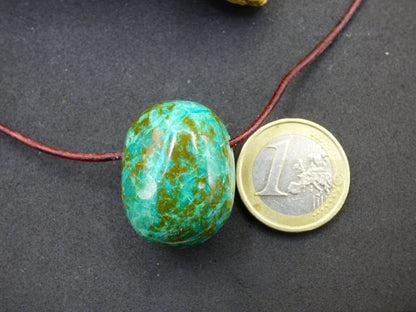 Chrysocoll Chrysokoll Chrysocolla Edelstein Kette blau Natur HIPPIE GOA Boho Ethno Heilstein Kristalle Schmuck Anhänger Mann Frau Geschenk - Art of Nature Berlin