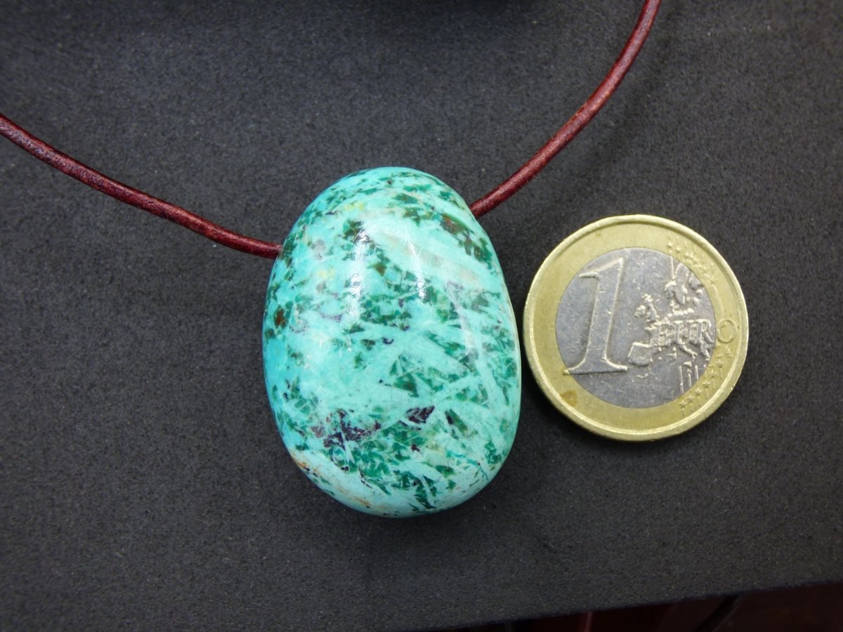 Chrysocoll Chrysokoll Chrysocolla Edelstein Kette blau Natur HIPPIE GOA Boho Ethno Heilstein Kristalle Schmuck Anhänger Mann Frau Geschenk - Art of Nature Berlin