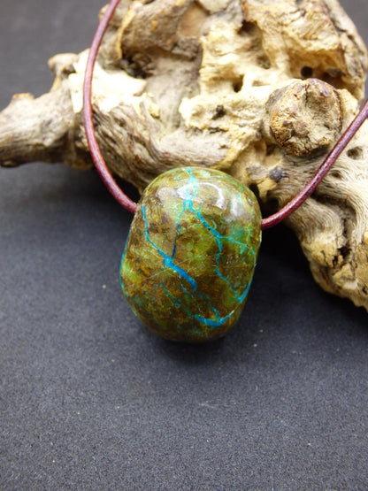 Chrysocoll Chrysokoll Chrysocolla Edelstein Kette blau Natur HIPPIE GOA Boho Ethno Heilstein Kristalle Schmuck Anhänger Mann Frau Geschenk - Art of Nature Berlin