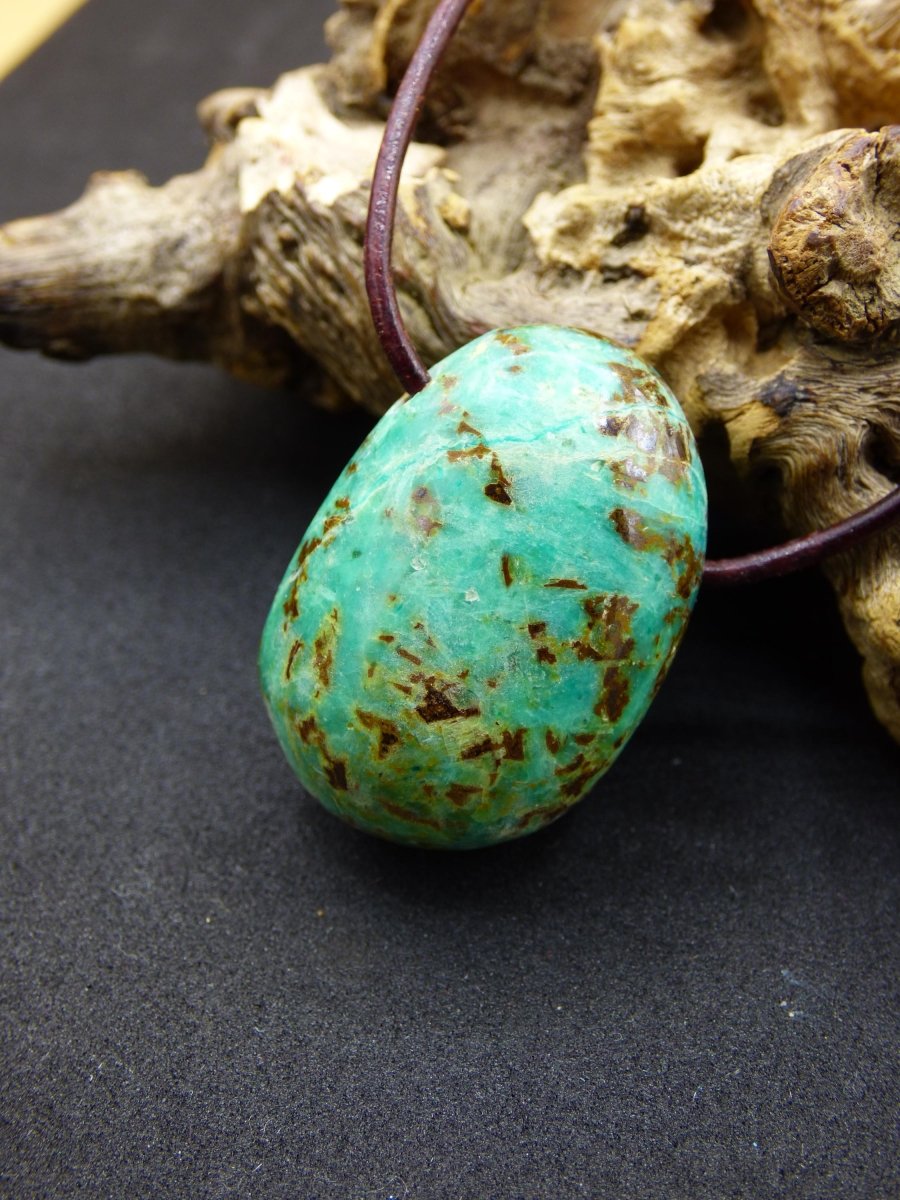 Chrysocoll Chrysokoll Chrysocolla Edelstein Kette blau Natur HIPPIE GOA Boho Ethno Heilstein Kristalle Schmuck Anhänger Mann Frau Geschenk - Art of Nature Berlin