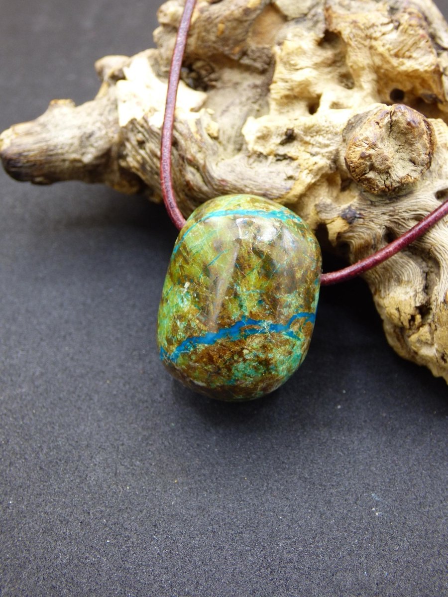 Chrysocoll Chrysokoll Chrysocolla Edelstein Kette blau Natur HIPPIE GOA Boho Ethno Heilstein Kristalle Schmuck Anhänger Mann Frau Geschenk - Art of Nature Berlin