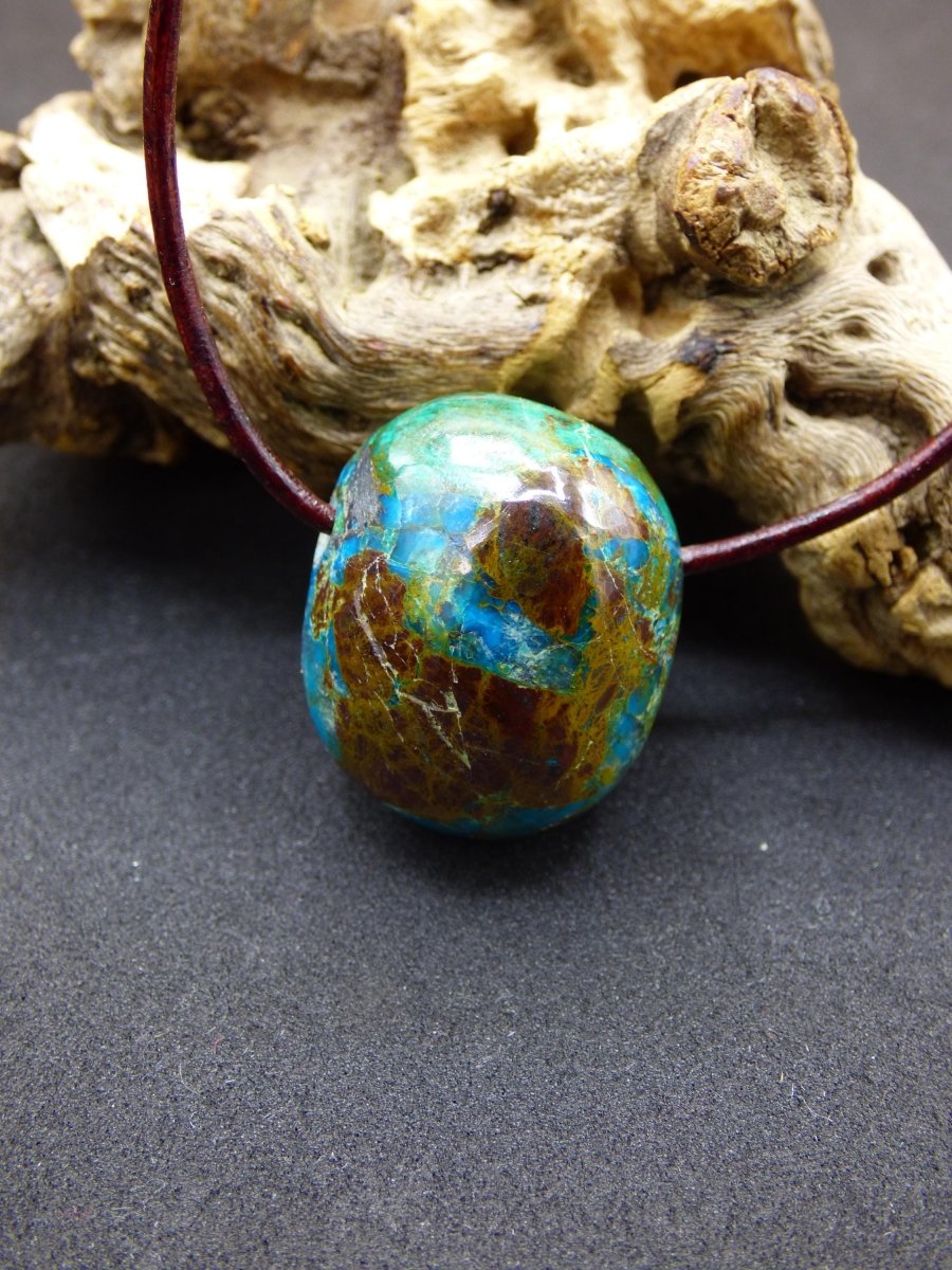 Chrysocoll Chrysokoll Chrysocolla Edelstein Kette blau Natur HIPPIE GOA Boho Ethno Heilstein Kristalle Schmuck Anhänger Mann Frau Geschenk - Art of Nature Berlin
