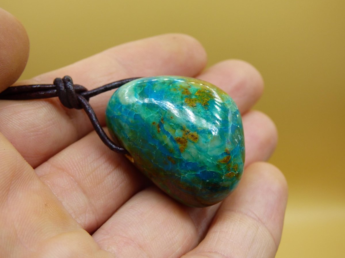 Chrysocoll Chrysokoll Chrysocolla Edelstein Kette blau Natur HIPPIE GOA Boho Ethno Heilstein Kristalle Schmuck Anhänger Mann Frau Geschenk - Art of Nature Berlin