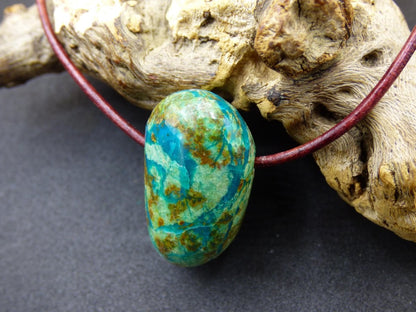 Chrysocoll Chrysokoll Chrysocolla Edelstein Kette blau Natur HIPPIE GOA Boho Ethno Heilstein Kristalle Schmuck Anhänger Mann Frau Geschenk - Art of Nature Berlin