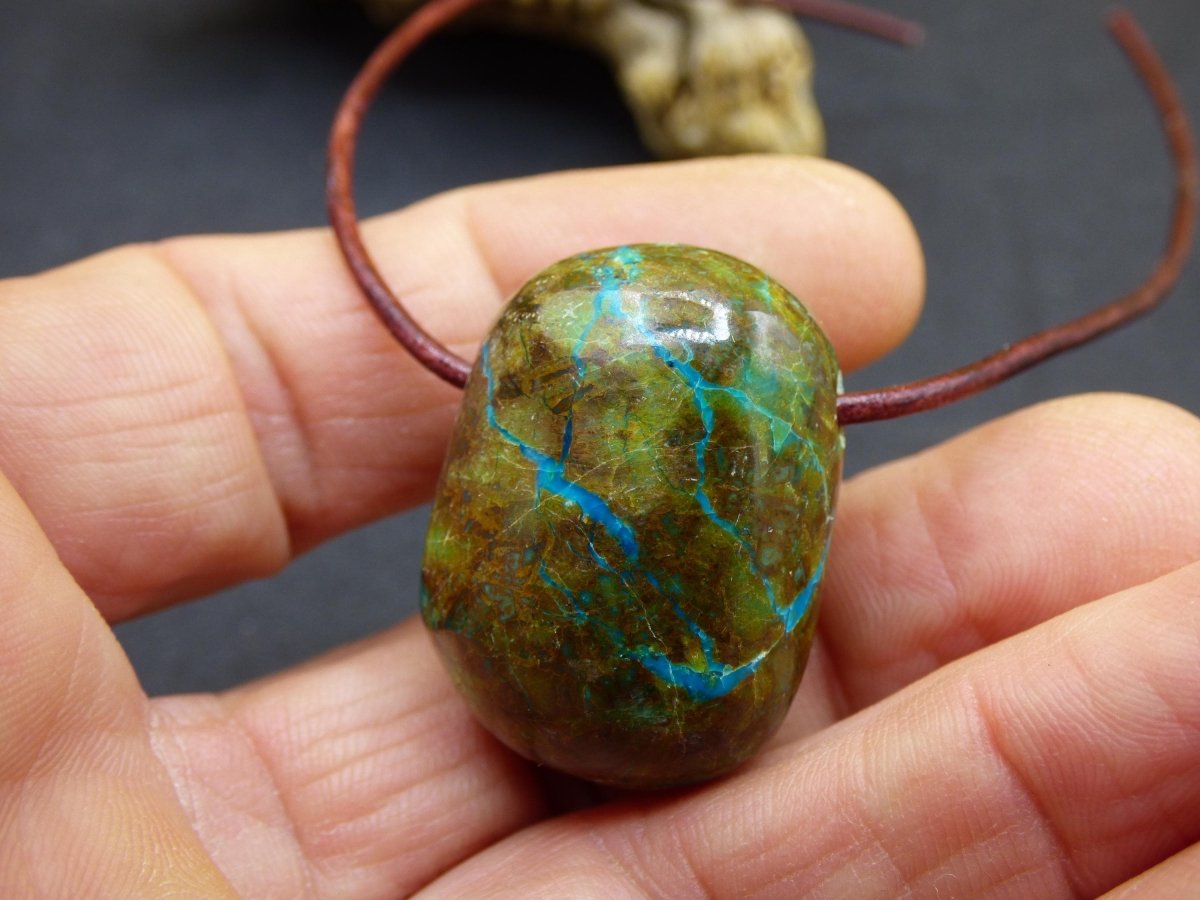 Chrysocoll Chrysokoll Chrysocolla Edelstein Kette blau Natur HIPPIE GOA Boho Ethno Heilstein Kristalle Schmuck Anhänger Mann Frau Geschenk - Art of Nature Berlin
