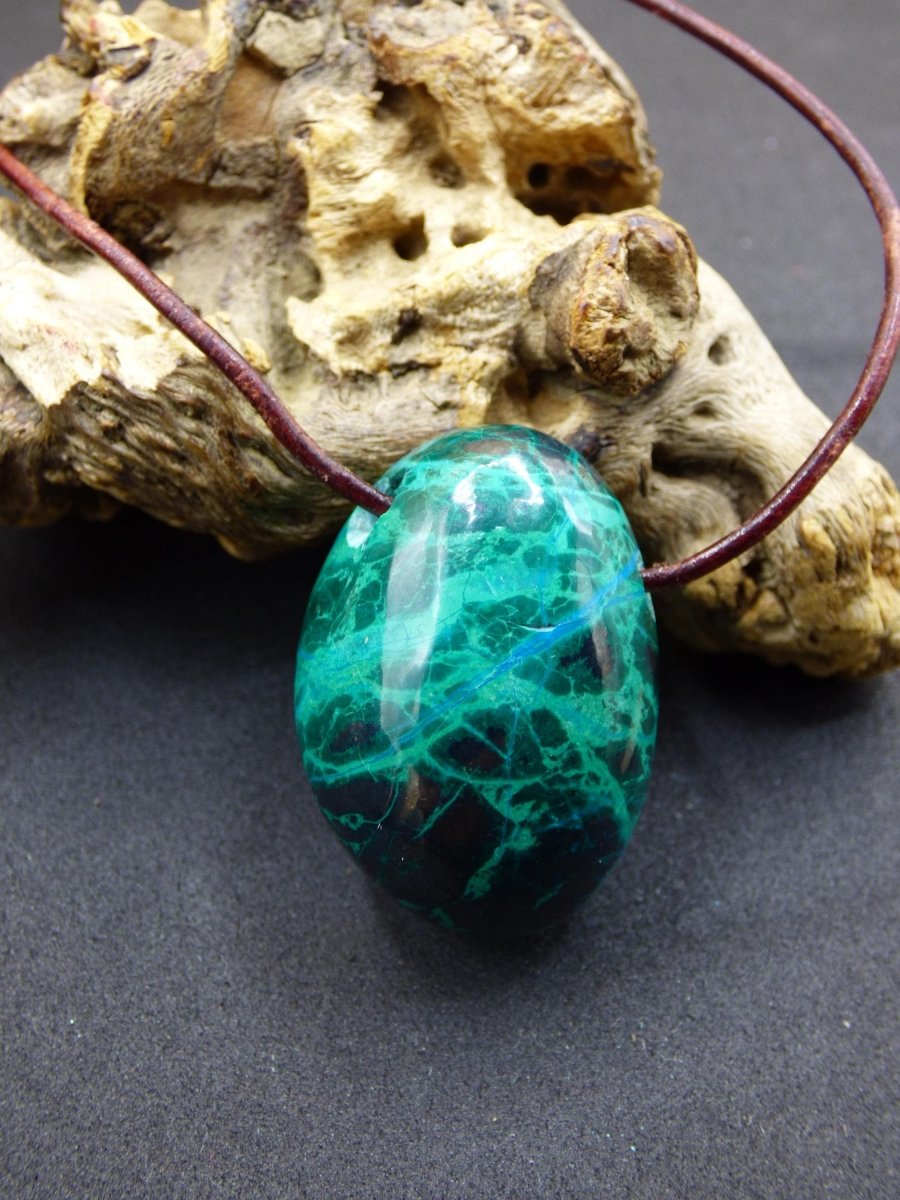 Chrysocoll Chrysokoll Chrysocolla Edelstein Kette blau Natur HIPPIE GOA Boho Ethno Heilstein Kristalle Schmuck Anhänger Mann Frau Geschenk - Art of Nature Berlin