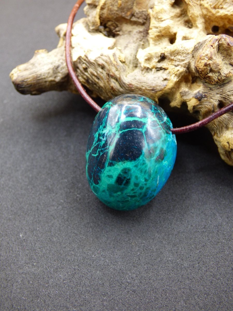 Chrysocoll Chrysokoll Chrysocolla Edelstein Kette blau Natur HIPPIE GOA Boho Ethno Heilstein Kristalle Schmuck Anhänger Mann Frau Geschenk - Art of Nature Berlin