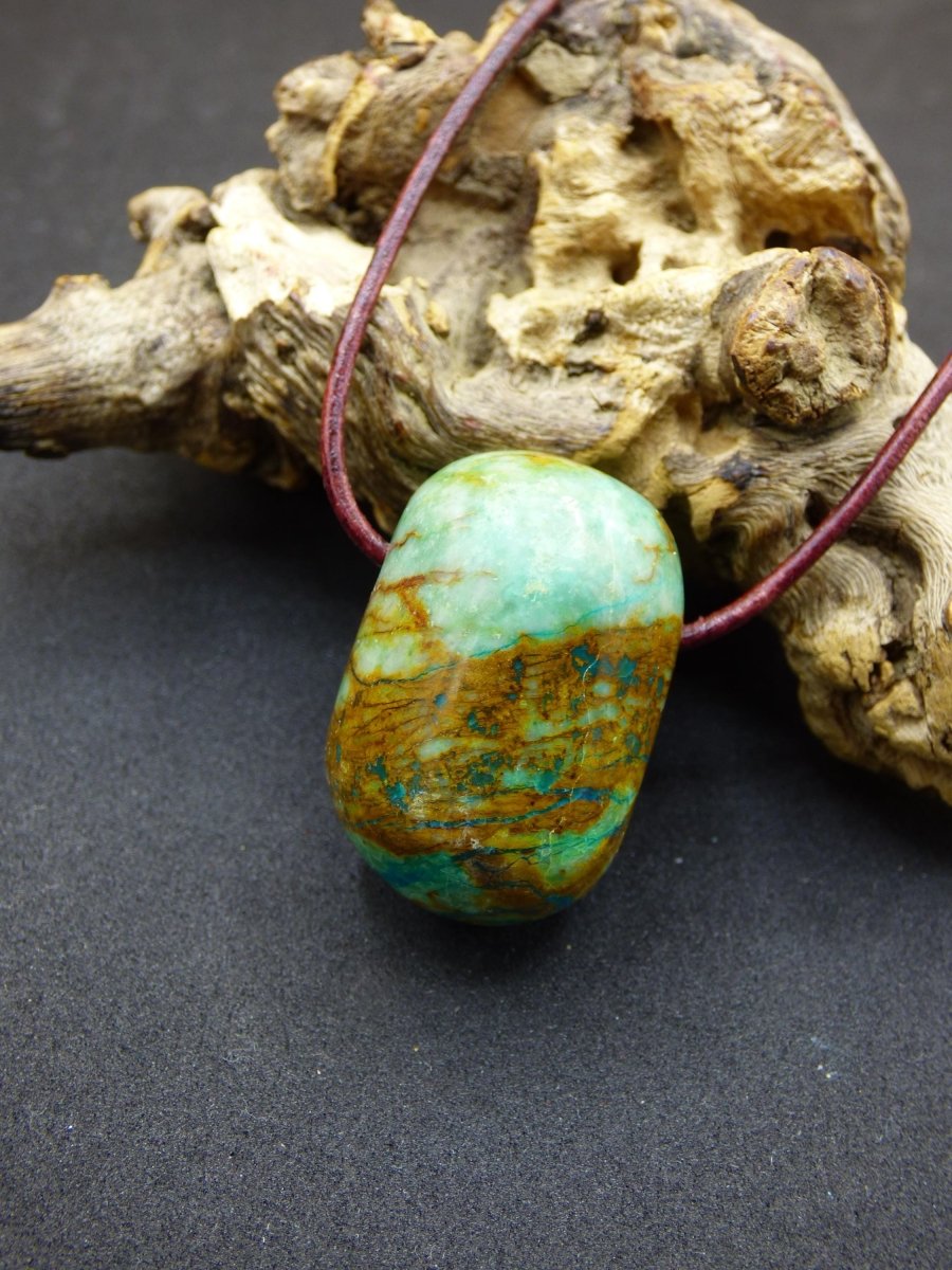 Chrysocoll Chrysokoll Chrysocolla Edelstein Kette blau Natur HIPPIE GOA Boho Ethno Heilstein Kristalle Schmuck Anhänger Mann Frau Geschenk - Art of Nature Berlin