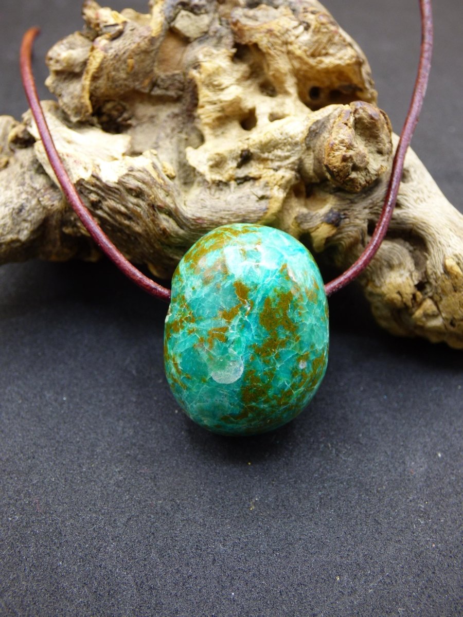 Chrysocoll Chrysokoll Chrysocolla Edelstein Kette blau Natur HIPPIE GOA Boho Ethno Heilstein Kristalle Schmuck Anhänger Mann Frau Geschenk - Art of Nature Berlin