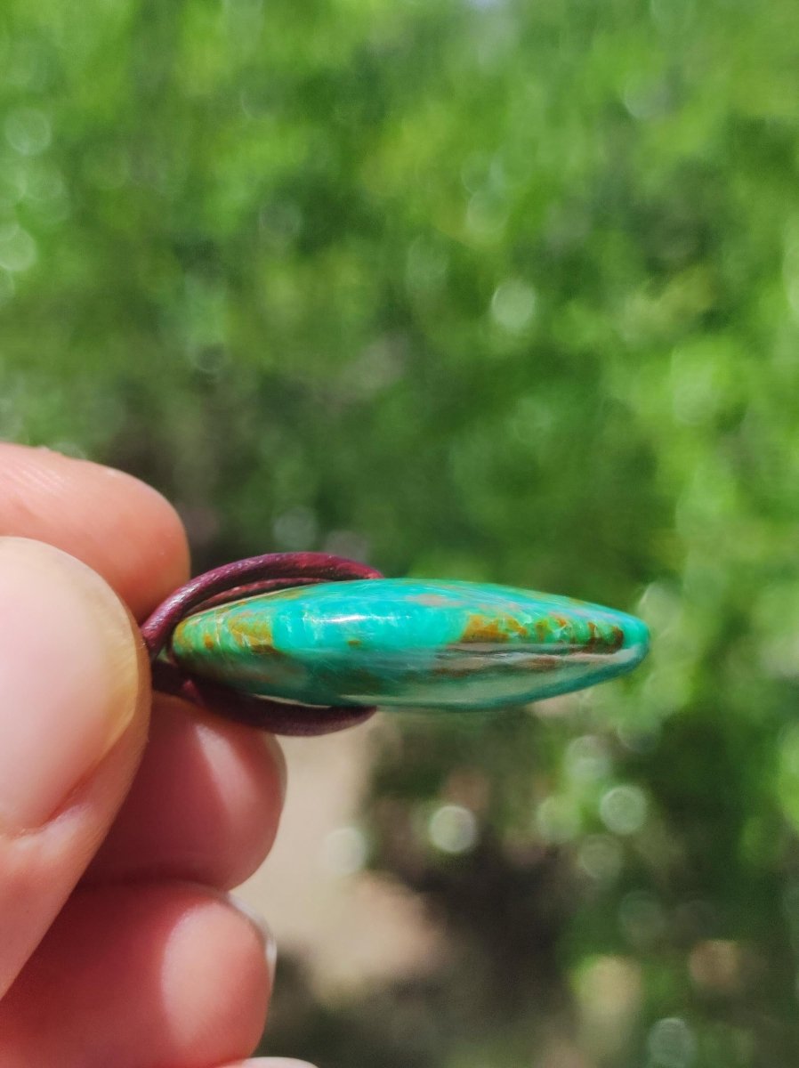 Chrysocoll Chrysokolla Donut 30mm Edelstein Kette Heilstein Schutzsymbol Mann Frau Glück HIPPIE GOA Boho Tibet Ethno Natur Rarität Geschenk - Art of Nature Berlin