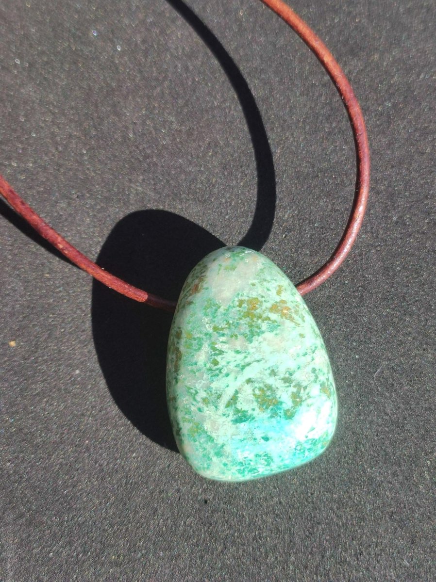 Chrysocoll ~ Edelstein Kette blau grün natürlich Rarität Heilstein Energie Kristall Anhänger Mann Frau Kind Geschenk Er Sie Valentinstag - Art of Nature Berlin