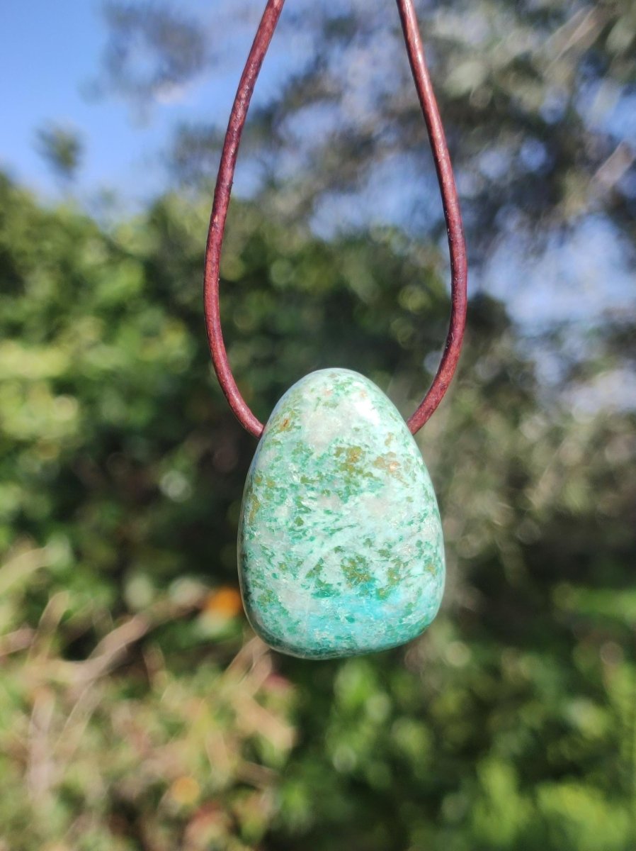 Chrysocoll ~ Edelstein Kette blau grün natürlich Rarität Heilstein Energie Kristall Anhänger Mann Frau Kind Geschenk Er Sie Valentinstag - Art of Nature Berlin