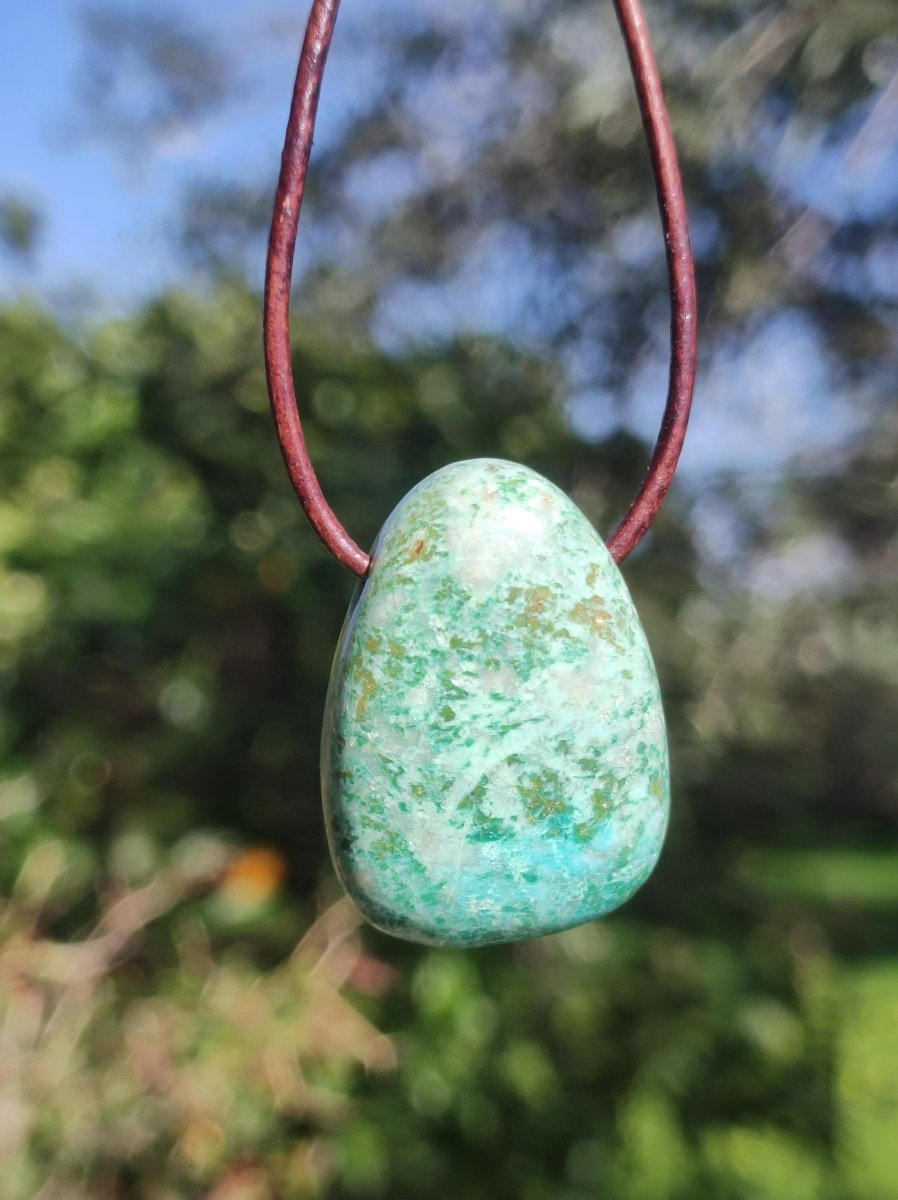 Chrysocoll ~ Edelstein Kette blau grün natürlich Rarität Heilstein Energie Kristall Anhänger Mann Frau Kind Geschenk Er Sie Valentinstag - Art of Nature Berlin