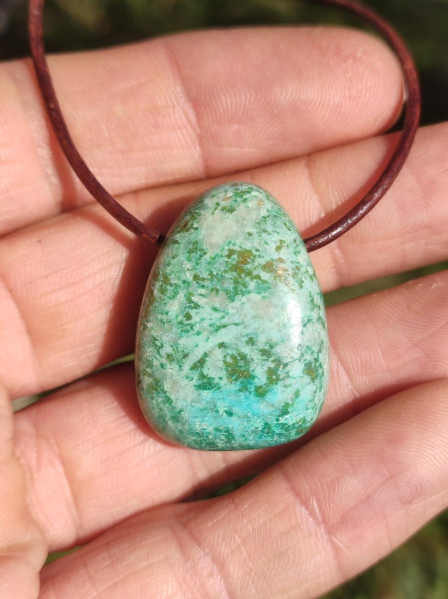 Chrysocoll ~ Edelstein Kette blau grün natürlich Rarität Heilstein Energie Kristall Anhänger Mann Frau Kind Geschenk Er Sie Valentinstag - Art of Nature Berlin