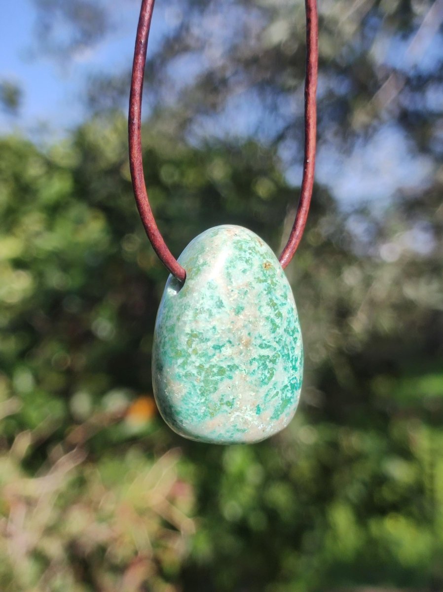 Chrysocoll ~ Edelstein Kette blau grün natürlich Rarität Heilstein Energie Kristall Anhänger Mann Frau Kind Geschenk Er Sie Valentinstag - Art of Nature Berlin