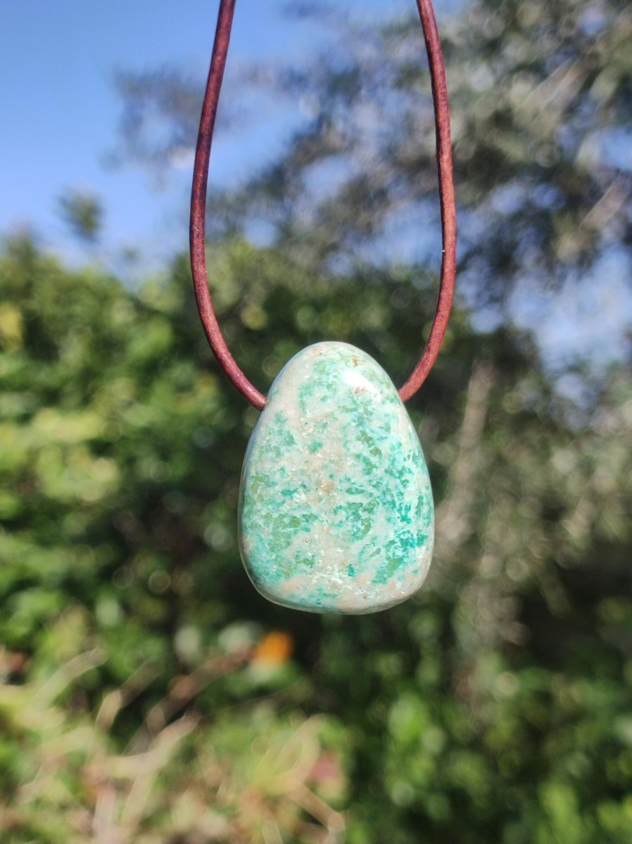 Chrysocoll ~ Edelstein Kette blau grün natürlich Rarität Heilstein Energie Kristall Anhänger Mann Frau Kind Geschenk Er Sie Valentinstag - Art of Nature Berlin