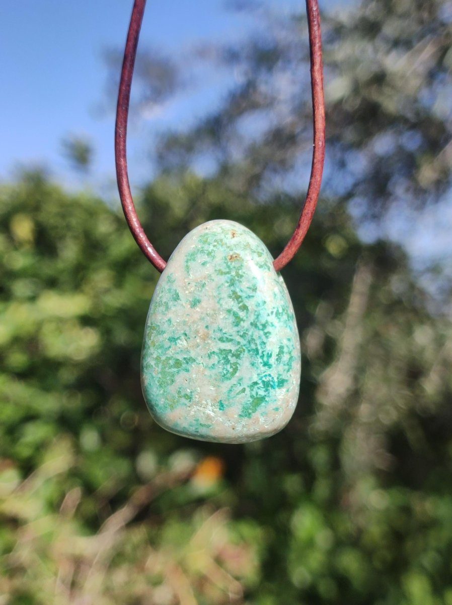 Chrysocoll ~ Edelstein Kette blau grün natürlich Rarität Heilstein Energie Kristall Anhänger Mann Frau Kind Geschenk Er Sie Valentinstag - Art of Nature Berlin