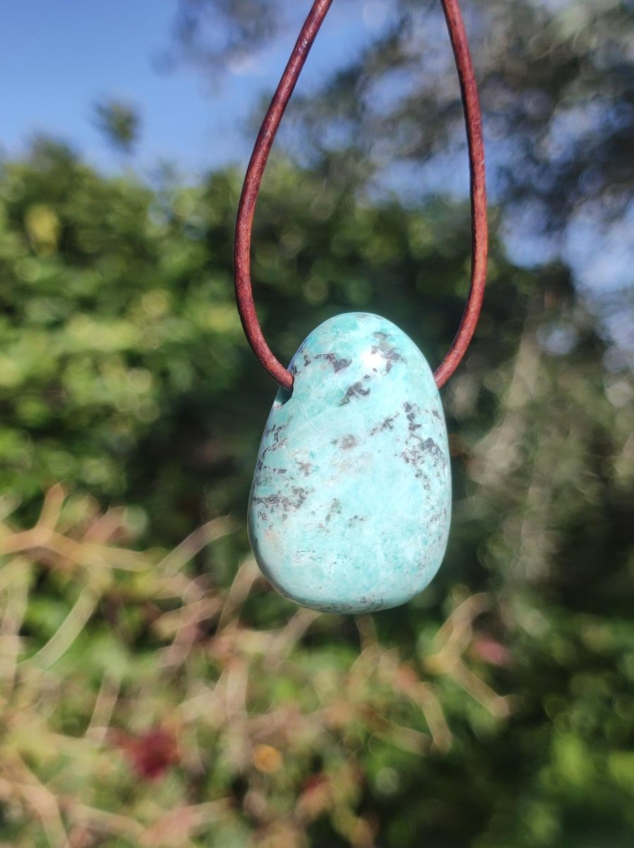 Chrysocoll ~ Edelstein Kette blau natürlich Rarität Heilstein Energie Kristall Anhänger Mann Frau Kind Geschenk Er Sie Valentinstag - Art of Nature Berlin