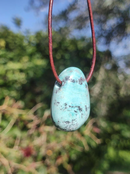 Chrysocoll ~ Edelstein Kette blau natürlich Rarität Heilstein Energie Kristall Anhänger Mann Frau Kind Geschenk Er Sie Valentinstag - Art of Nature Berlin