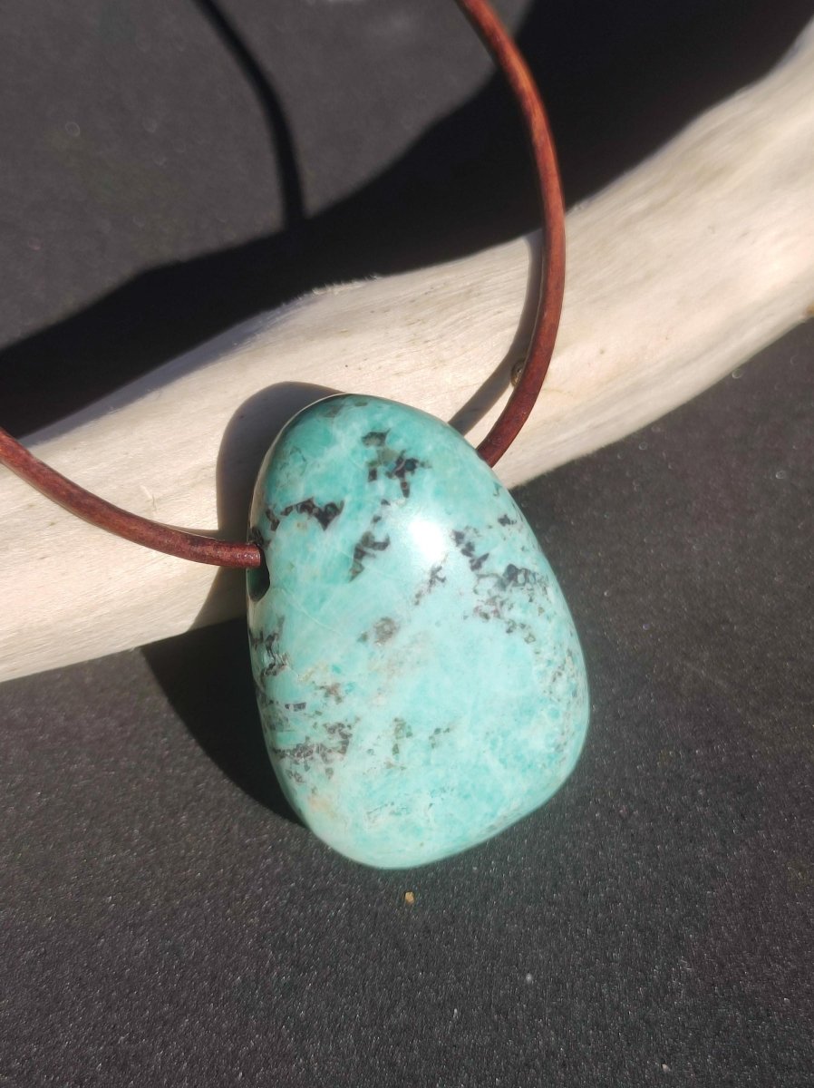 Chrysocoll ~ Edelstein Kette blau natürlich Rarität Heilstein Energie Kristall Anhänger Mann Frau Kind Geschenk Er Sie Valentinstag - Art of Nature Berlin