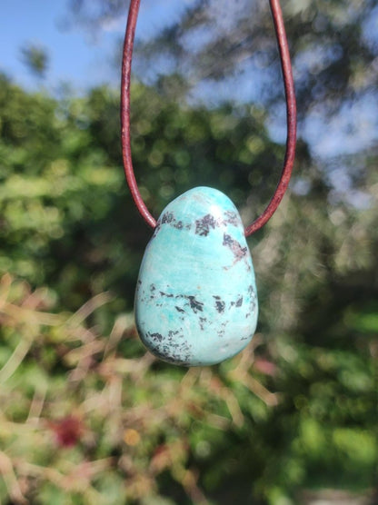 Chrysocoll ~ Edelstein Kette blau natürlich Rarität Heilstein Energie Kristall Anhänger Mann Frau Kind Geschenk Er Sie Valentinstag - Art of Nature Berlin