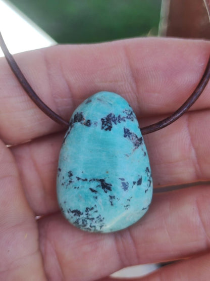 Chrysocoll ~ Edelstein Kette blau natürlich Rarität Heilstein Energie Kristall Anhänger Mann Frau Kind Geschenk Er Sie Valentinstag - Art of Nature Berlin