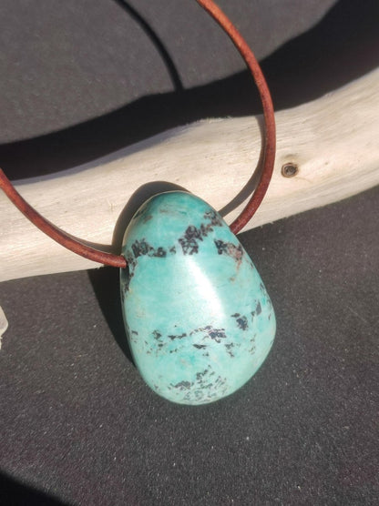 Chrysocoll ~ Edelstein Kette blau natürlich Rarität Heilstein Energie Kristall Anhänger Mann Frau Kind Geschenk Er Sie Valentinstag - Art of Nature Berlin