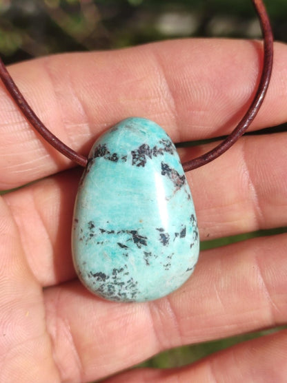 Chrysocoll ~ Edelstein Kette blau natürlich Rarität Heilstein Energie Kristall Anhänger Mann Frau Kind Geschenk Er Sie Valentinstag - Art of Nature Berlin