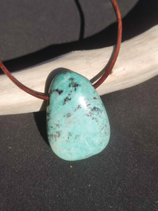 Chrysocoll ~ Edelstein Kette blau natürlich Rarität Heilstein Energie Kristall Anhänger Mann Frau Kind Geschenk Er Sie Valentinstag - Art of Nature Berlin