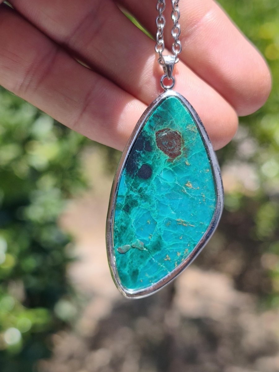 Chrysocoll *mit defekt - 925 Sterling Silber Edelstein Kette Natur blau Schutz Rarität Heilstein Kristall Mann Frau Er Sie Geschenk Freund - Art of Nature Berlin
