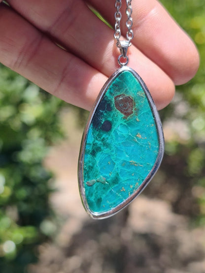 Chrysocoll *mit defekt - 925 Sterling Silber Edelstein Kette Natur blau Schutz Rarität Heilstein Kristall Mann Frau Er Sie Geschenk Freund - Art of Nature Berlin