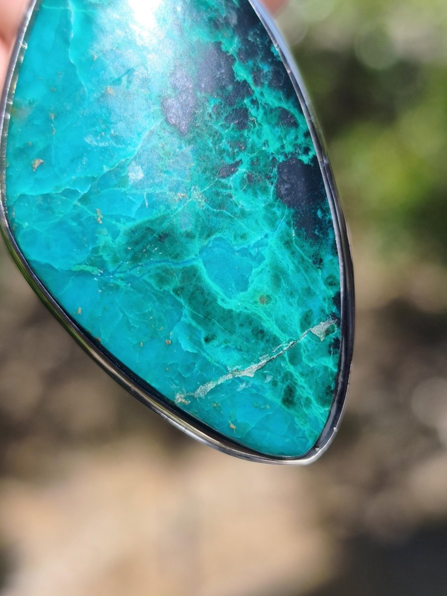 Chrysocoll *mit defekt - 925 Sterling Silber Edelstein Kette Natur blau Schutz Rarität Heilstein Kristall Mann Frau Er Sie Geschenk Freund - Art of Nature Berlin