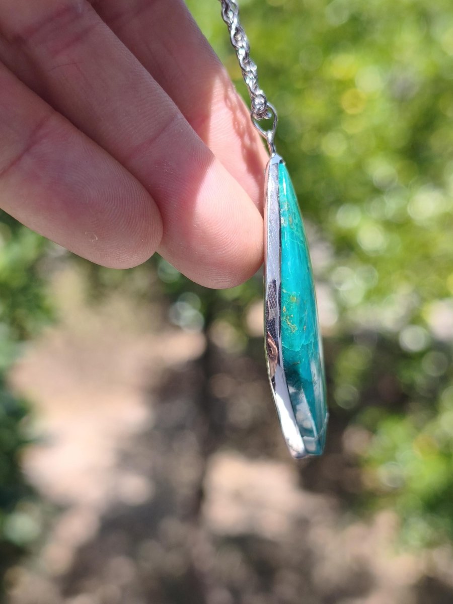 Chrysocoll *mit defekt - 925 Sterling Silber Edelstein Kette Natur blau Schutz Rarität Heilstein Kristall Mann Frau Er Sie Geschenk Freund - Art of Nature Berlin