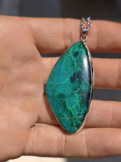 Chrysocoll *mit defekt - 925 Sterling Silber Edelstein Kette Natur blau Schutz Rarität Heilstein Kristall Mann Frau Er Sie Geschenk Freund - Art of Nature Berlin