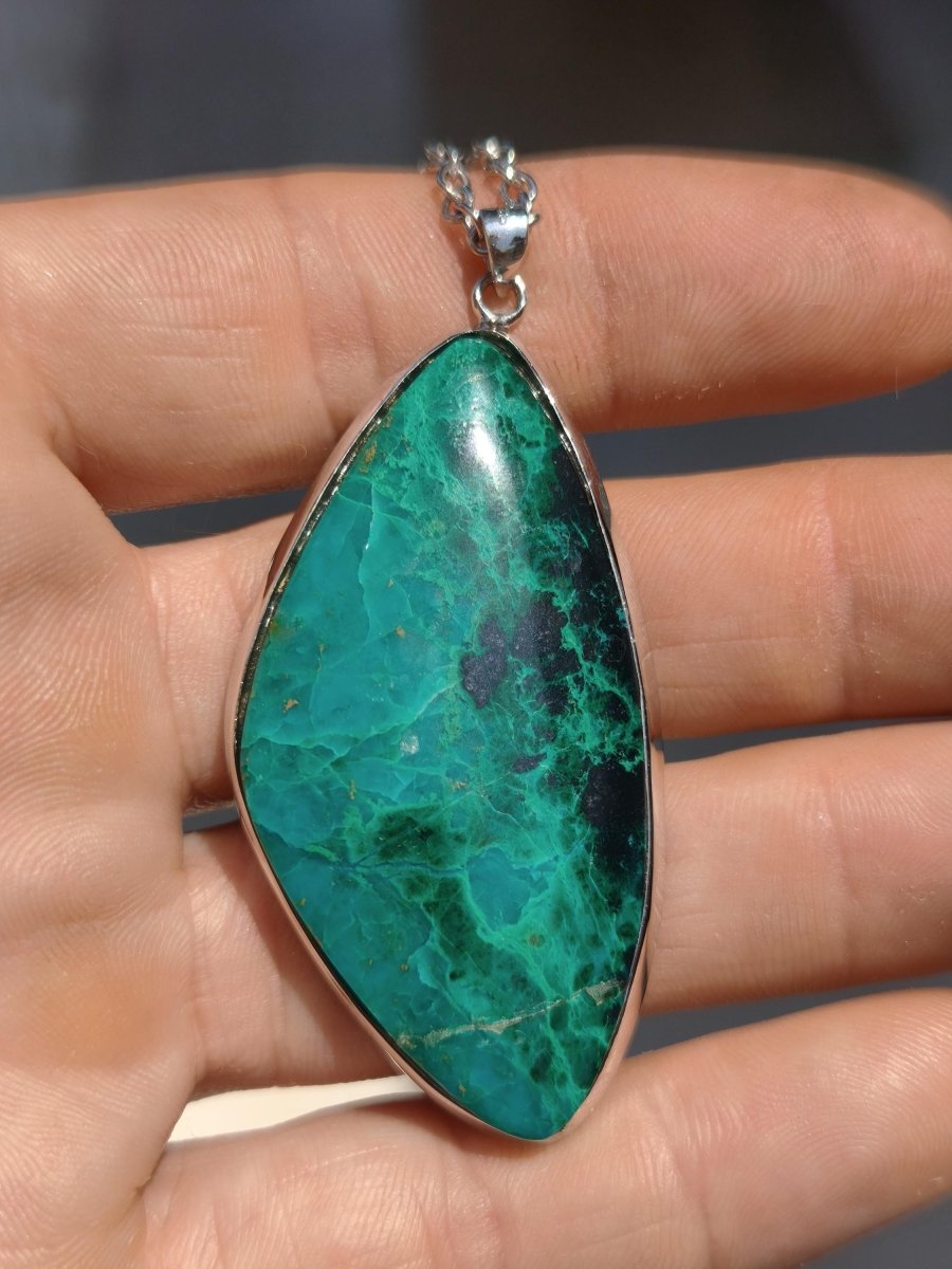 Chrysocoll *mit defekt - 925 Sterling Silber Edelstein Kette Natur blau Schutz Rarität Heilstein Kristall Mann Frau Er Sie Geschenk Freund - Art of Nature Berlin