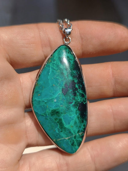 Chrysocoll *mit defekt - 925 Sterling Silber Edelstein Kette Natur blau Schutz Rarität Heilstein Kristall Mann Frau Er Sie Geschenk Freund - Art of Nature Berlin
