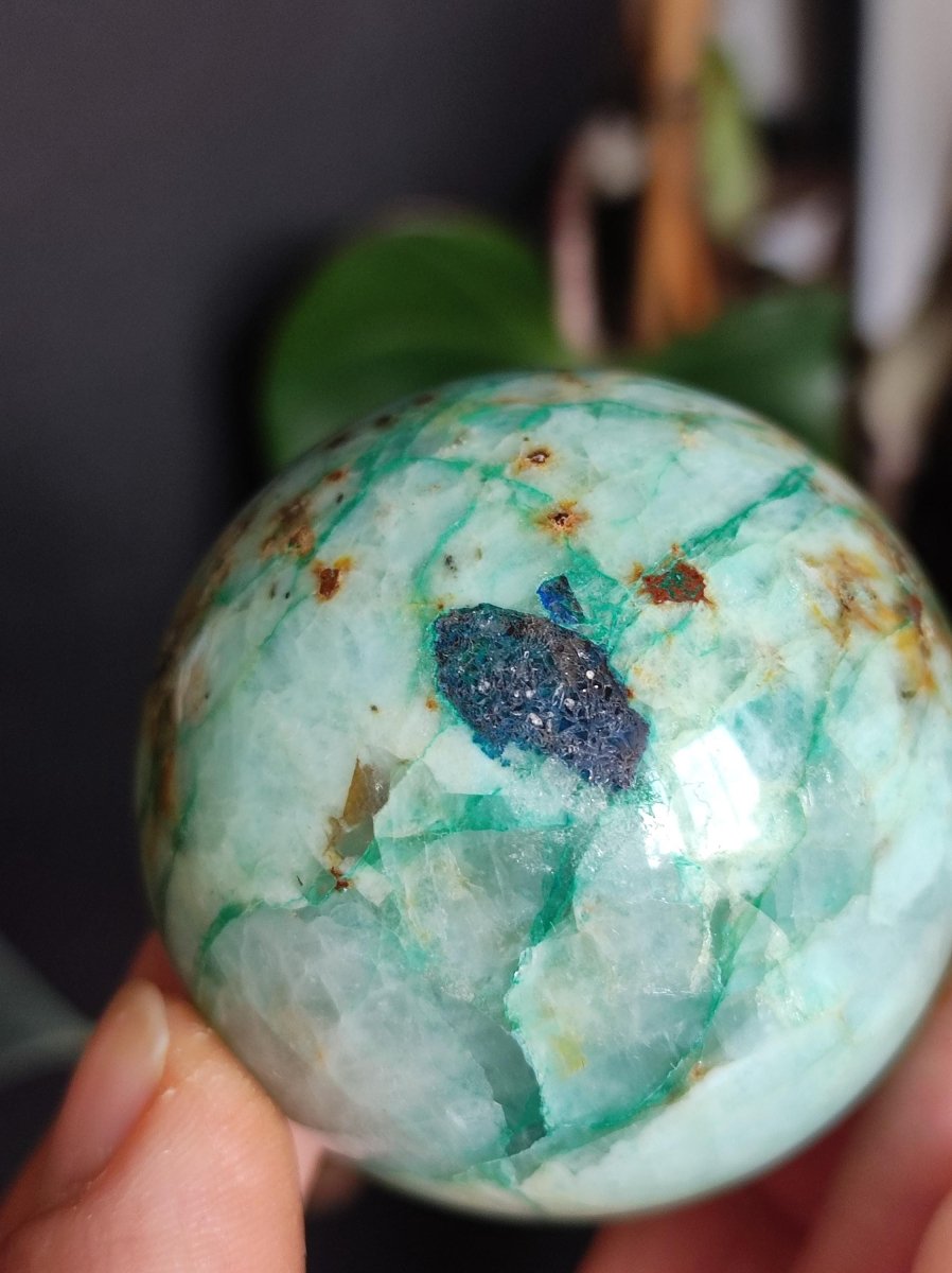 Chrysocoll Quantum Quattro AAA Sphere ~ Magische Edelstein Kugel Massage & Deko Crystal Meditation Heilstein Rarität Sammler Chrysokolla - Art of Nature Berlin