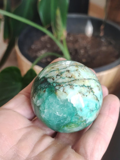 Chrysocoll Quantum Quattro AAA Sphere ~ Magische Edelstein Kugel Massage & Deko Crystal Meditation Heilstein Rarität Sammler Chrysokolla - Art of Nature Berlin